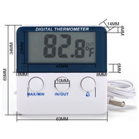 Termometer Kulkas Digital -50 C - 70 C dengan Peringatan Suhu dan Sensor Kabel