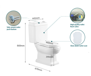 WC deux pièces en céramique à double chasse, à poser au sol, avec siphon en P et glaçure autonettoyante – Vente directe à chaud - Product Image 5