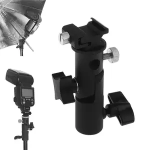 Hot Shoe Speedlite Phổ E Shape Umbrella Chủ Flash Bracket với 1/4 "đến 3/8" Vít Núi Xoay Adapter đối với Máy Ảnh