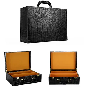 Luxury Shoe Box PU Leather Gift Box Crocodile Pattern Custom Brown Shopping Black Carton Package Zinc Alloy Coated Paper MDF