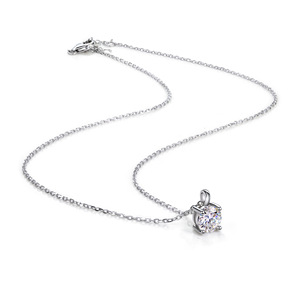 Cadermay Moissanite Pendant Necklace 6.5mm Claw Setting Sterling Silver Classic Round Cut Everyday Wear For Women - Product Image 2