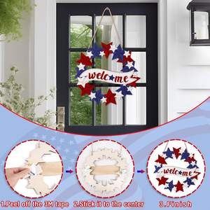 Patriotic Independence Day Porch Home Wall Decoration Eco-Friendly Red <strong>White</strong> Blue Star Logo <strong>Wooden</strong> Sign Wood Crafts and Boxes - Product Image 2
