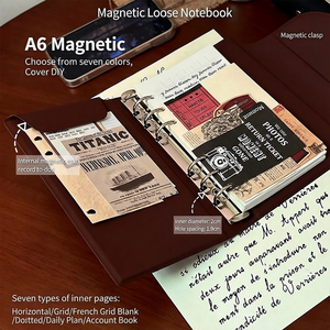 Cuaderno <span class=keywords><strong>de</strong></span> Hojas Sueltas <span class=keywords><strong>de</strong></span> Cuero PU A6, Páginas Interiores Reemplazables, Diario <span class=keywords><strong>de</strong></span> Viaje, Mini Cuaderno, Diario <span class=keywords><strong>de</strong></span> Cuero, Cuadernos y Blocs <span class=keywords><strong>de</strong></span> Notas - Product Image 2