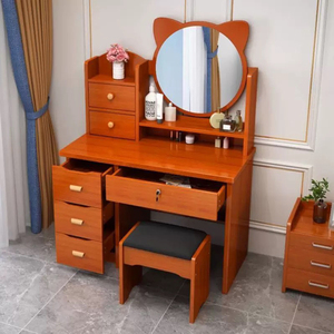 Juego de <span class=keywords><strong>tocador</strong></span> rosa moderno al por mayor, mesa de maquillaje con forma de gato, espejo, mesa de maquillaje popular para niñas, estilo princesa - Product Image 5