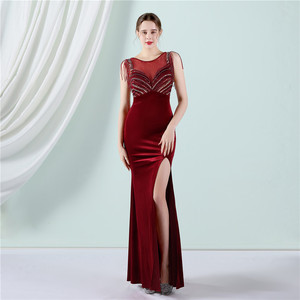 19100 # <span class=keywords><strong>terciopelo</strong></span> coreano posicionamiento flor lentejuelas artesanías pesadas vestido <span class=keywords><strong>de</strong></span> noche moda elegante reunión anual Sexy - Product Image 3