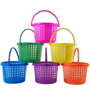 2021 Hot Selling Plastic Easter Bunny Baskets Egg Bags Festival Decoration Carry Buckets