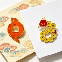 Broche Thème Serpent en Alliage de Zinc, Motif Pièce de Monnaie Porte-Bonheur, Ornement pour Vêtements et Sacs, Accessoire Festif Adorable pour Cadeau de Fêtes