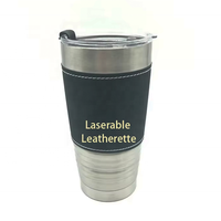 Tasse à café chauffante de voyage de Noël en acier inoxydable à sublimation de 20oz avec manchon lasérable en similicuir