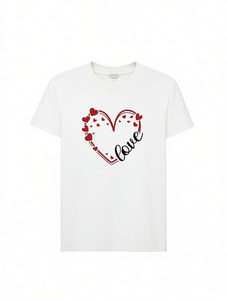 Regalo Romantico per San Valentino, T-Shirt Casual da Donna Taglie Forti con Stampa Cuore e Amore, Collo Tondo, Primavera-Estate, 100% Cotone - Product Image 1