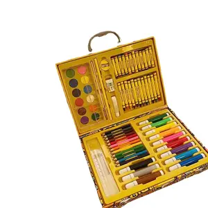 黄鸭画笔儿童67件水彩块画笔蜡笔艺术绘画礼品盒学生文具批发