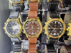 Orologio da uomo con cinturino in pelle placcato oro, cronografo, cassa rotonda, colori misti, orologio alla moda - Product Image 3