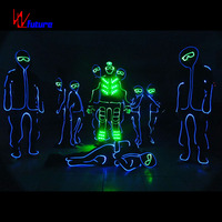 2022 America's Got Talent Costume Électrique Bâton Homme Bâton Lumineux Polyester Est Un Costume De Danse Amusant, Émettant De La Lumière Noir 1 Pièce