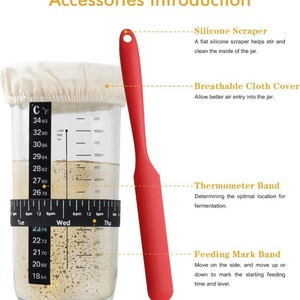 Pot en verre scellé résistant aux acides de 24 oz, directement de l'usine, récipient de fermentation pour la pâte, fabrication de <span class=keywords><strong>pain</strong></span>, conteneur de stockage hermétique pour <span class=keywords><strong>boulangerie</strong></span> - Product Image 3