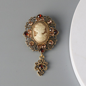 Baroque ovale camée <span class=keywords><strong>broche</strong></span> <span class=keywords><strong>broche</strong></span> rétro résine reine tête pendentif dame broches bijoux pour femmes cadeau - Product Image 5