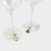 Bouchon de bouteille de vin écologique en forme de grenade en métal avec 4 breloques pour verres à vin, coffret cadeau