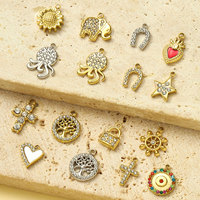 Acier inoxydable Arbre de Vie Strass Diy Charme Femmes Fer À Cheval Croix Collier Pendentif Éléphant Serrure Bijoux En Gros