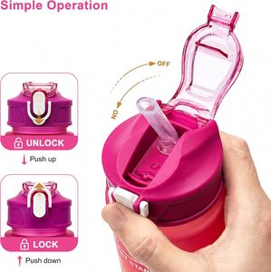Wholesale Plastic Frosted Gradient Color High Stock Stocked Summer Motivational <b>Sports</b> <b>Water</b> <b>Bottle</b> - Product Image 2