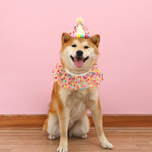 Adorable animal joyeux anniversaire lettre Bandanas chien bavoir et chapeau ensemble accessoires d'anniversaire pour animaux de compagnie - Product Image 5