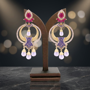 Elegante chapado en oro tradicional AD pendientes colgantes de lujo personalizado Artificial joyería de lujo de moda de fiesta proveedor de joyería de moda - Product Image 2