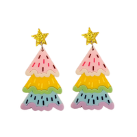 2025 nouveau arbre de noël vert rose pentagramme pendentif acrylique boucles d'oreilles pour le jour de noël accessoire de mode