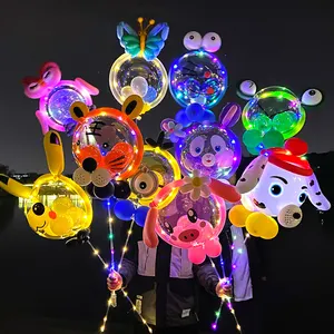 Led 명확한 Bobo 풍선 도매 뜨거운 판매 모델 빛 빛나는 만화 모양 풍선 소재 패키지 DIY 장난감 Ballon 세트 선물