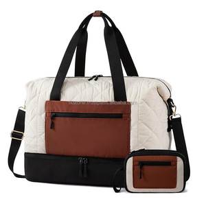 Nuevo bolso de mano ligero con cremallera de nailon, bolso de viaje de trabajo, bolso de hombro informal, artículos de tocador de moda, conjunto de 2 uds de doble fondo hinchado, EE. UU. - Product Image 1
