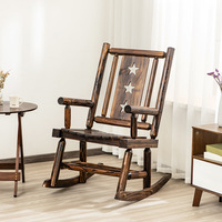 Fauteuil à bascule en bois de sapin massif pour porche, chaise longue d'extérieur en bois avec accoudoirs, robuste et résistant aux intempéries