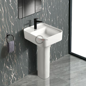 Vasque sur pied au design moderne en promotion – Vasque colonne simple et économique pour appartements de petite taille - Product Image 1