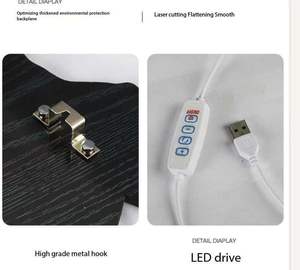 Décoration murale 3D LED morden directe d'usine et jolie avec des peintures de paysage légères acryliques d'art en métal artificiel - Product Image 3