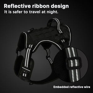 Imbracatura per cani tattico regolabile senza trazione per cani di grossa taglia e Set di guinzaglio per cani di grossa taglia fuori a camminare - Product Image 2