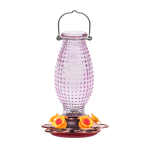 ที่ป้อนนกฮัมมิงเบิร์ดแก้วพร้อมอุปกรณ์ป้องกันการรั่วฐานโลหะกันผึ้งของขวัญตกแต่งสวนกลางแจ้งสำหรับคนรักนก - Product Image 2