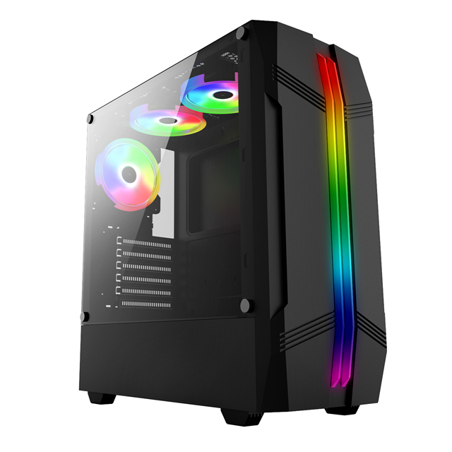 China Factory New Gaming case with RGB with Colour Fan Computer case