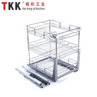 Gabinete de cocina de acero inoxidable personalizado TKK, cesta de alambre para tirar de almacenamiento, diseño moderno, despensa, estante de especias organizado, accesorios