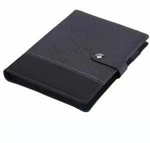 2023 nuevo planificador de cuaderno de hojas sueltas de cuero PU A5 personalizado con cargador inalámbrico de Banco de energía para regalo de Navidad de negocios