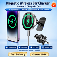 Pengisi Daya Ponsel Mobil untuk Dasbor dan Ventilasi Udara Rotasi 360 Derajat Magnetik Nirkabel Pengisian Cepat 15W dengan Daya Hisap Kuat.