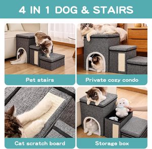 Moderne design honden trap, huisdier trap, opbergkast voor kleine honden en oudere katten, 3-traps - Product Image 6