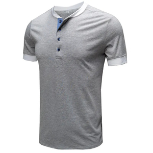 T-shirt d'été à col Henley pour hommes Raglan Slim Fit à manches courtes de couleur unie - Product Image 6