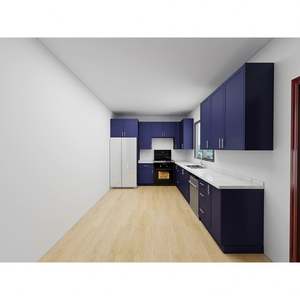 Nouvelle conception de meubles de cuisine 2025, armoires de cuisine shaker bleu marine, peinture laquée, armoires de cuisine modulaires - Product Image 3