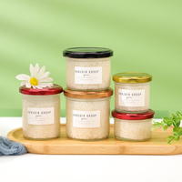 80ml 100ml 180ml 250ml Stoples Kaca Bulat Transparan Kedap Udara Kelas Makanan dengan Tutup Logam untuk Saus Cabai, Selai, dan Madu