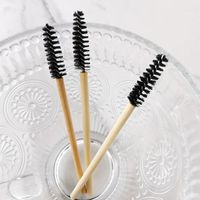 Brosses à mascara jetables en bambou écologiques en gros, brosses à extensions de cils en nylon, brosse à lèvres en bois