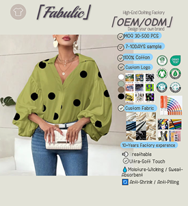 Top Casual da Donna in Chiffon con Maniche Lunghe a Palloncino, Stile Retrò Francese a <span class=keywords><strong>Pois</strong></span>, Personalizzabile con Logo OEM ODM, Basso MOQ - Product Image 1