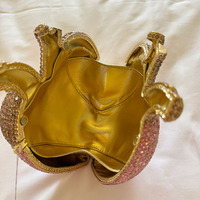 Tas Pesta Pria Berlian Pink Gradasi Baru, Tas Makan Malam Rantai Hati, Tas Makan Malam Kristal, Tas Clutch Berhias Berlian Imitasi, Dompet Pesta Mewah
