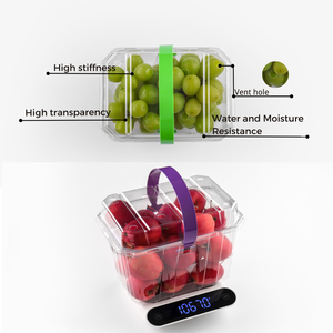 Panier à fruits en plastique PET jetable personnalisé, boîte d'emballage pour fruits et légumes, boîte transparente pour fraises avec poignée - Product Image 4