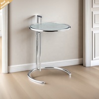 Table d'appoint de canapé à cadre en acier inoxydable moderne du nord Table basse ronde de salon à hauteur réglable