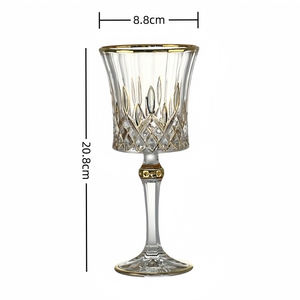 Verre à vin vintage de luxe en cristal avec bordure dorée 10oz/270ml, fait main, écologique, design classique, sculpté, grande capacité, <span class=keywords><strong>Louis</strong></span> - Product Image 6