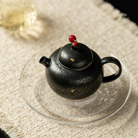Théière en céramique mate de haute qualité avec des paillettes dorées, théière traditionnelle chinoise en porcelaine Kung Fu, théière avec poignée et filtre