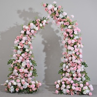 Bruiloft achtergronddecoratie poort decoratie bloemrij kunstbloemen metalen standaard bloemenhoorn boog voor bruiloft