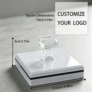 Grande <span class=keywords><strong>Tampon</strong></span> Encreur Carré Personnalisé 100x100mm avec Poignée en Cristal, Logo d'Entreprise Personnalisé pour Sac Kraft, Boîte Cadeau, Marquage Commercial - Product Image 2