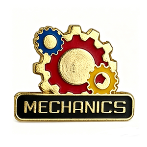 Pin de Solapa Metálico Esmaltado Duro con Forma de Engranaje Mecánico, Chapado en Oro, Insignia 2D para Regalo de Negocios y Souvenir Industrial - Product Image 1