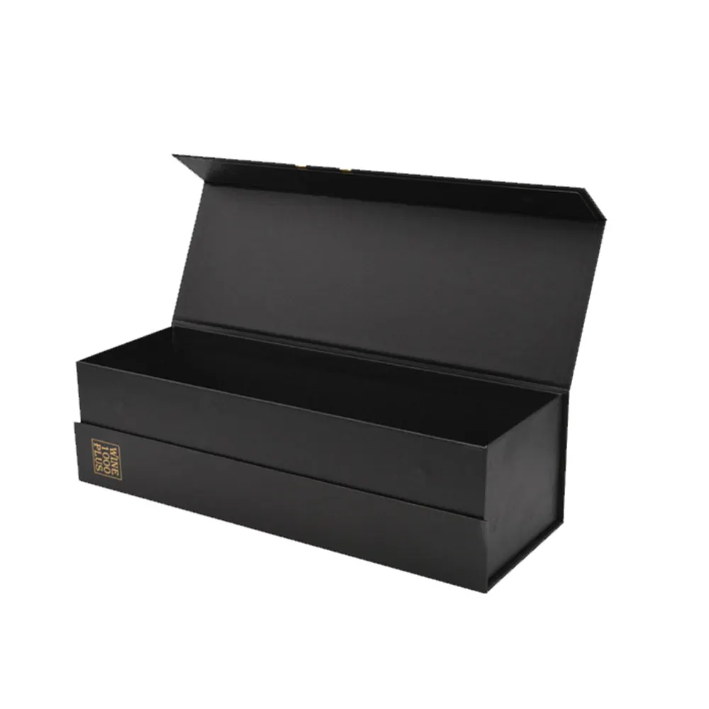 Оптовая продажа, коробка для бутылок с логотипом компании на заказ, черная Складная Роскошная Подарочная коробка для вина с магнитной застежкой